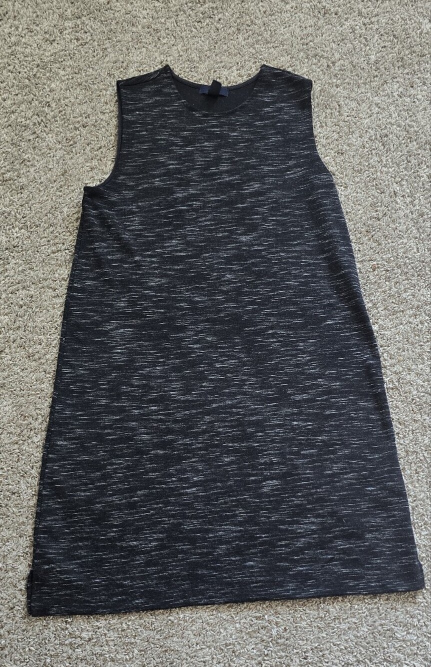 Charcoal Gray Sleeveless Dress | Heathered Knit Casual Dress with side slits
